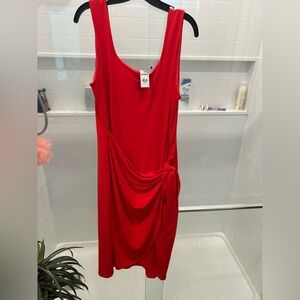 Express Vibrant Red Asymmetrical Dress